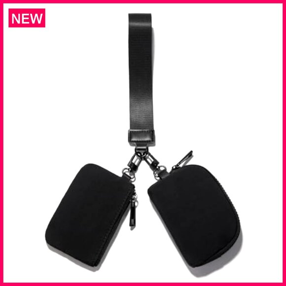 Mini Zip Wristlet Wallet Dual Pouch Detachable Keychain Coin Purse - Picture 2 of 7